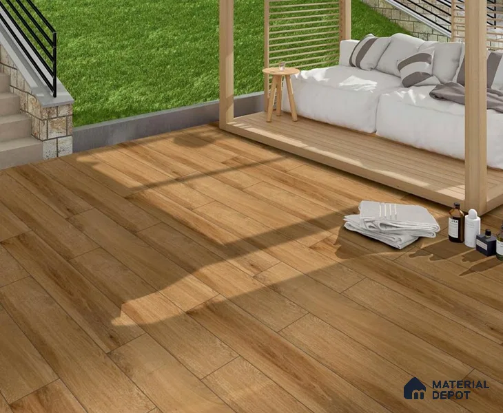 Wooden Floor Tile TL 04810 Plank Scape Logwood Brown 1200 x 200 mm Vitrified Matte Finish - 9 mm | Random Design | Suitable for Living Room, Bedroom, Kitchen, Bathroom (Sample)