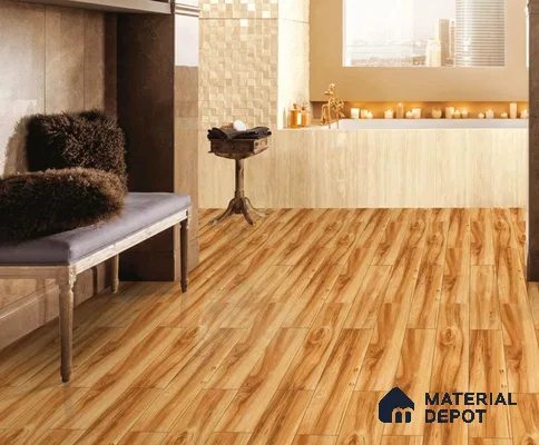 Wooden Floor Tile TL 04811 Plank Scape Golden Birch Wood 1200 x 200 mm Vitrified Matte Finish - 9 mm | Random Design | Suitable for Living Room, Bedroom, Kitchen, Bathroom (Sample)