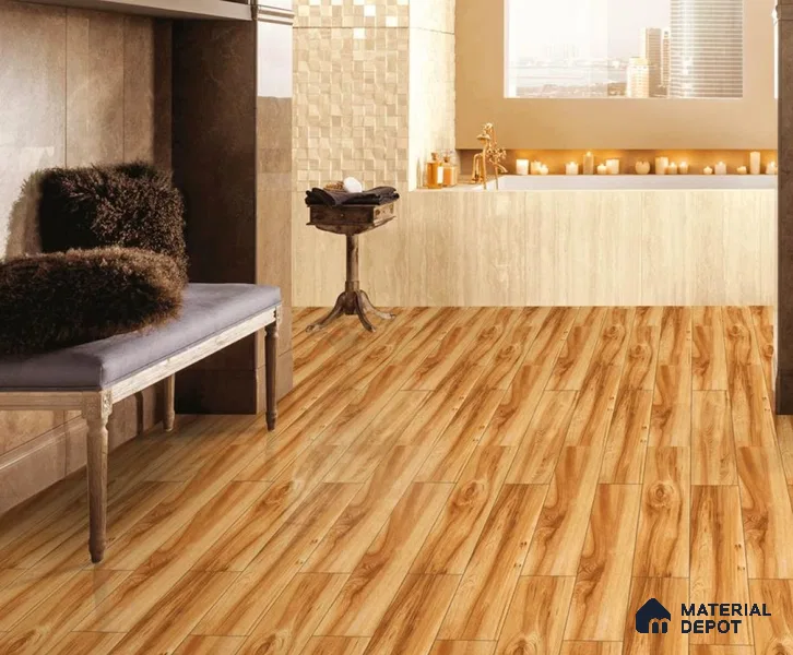 Wooden Floor Tile TL 04811 Plank Scape Golden Birch Wood 1200 x 200 mm Vitrified Matte Finish - 9 mm | Random Design | Suitable for Living Room, Bedroom, Kitchen, Bathroom (Sample)
