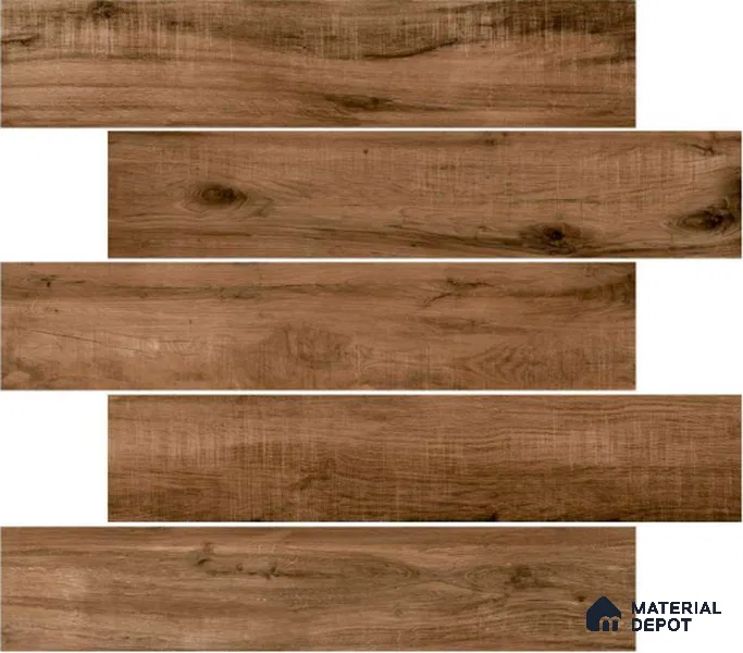 Wooden Floor Tile TL 04816 Plank Scape Regal Mahogany 1200 x 200 mm Vitrified Matte Finish - 9 mm | Random Design | Suitable for Living Room, Bedroom, Kitchen, Bathroom (Sample)