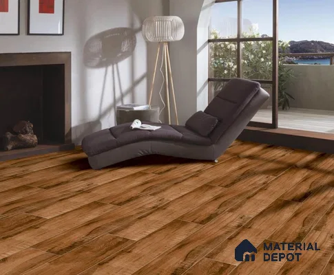 Wooden Floor Tile TL 04816 Plank Scape Regal Mahogany 1200 x 200 mm Vitrified Matte Finish - 9 mm | Random Design | Suitable for Living Room, Bedroom, Kitchen, Bathroom (Sample)