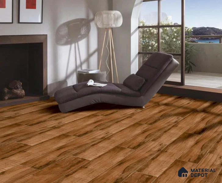 Wooden Floor Tile TL 04816 Plank Scape Regal Mahogany 1200 x 200 mm Vitrified Matte Finish - 9 mm | Random Design | Suitable for Living Room, Bedroom, Kitchen, Bathroom (Sample)