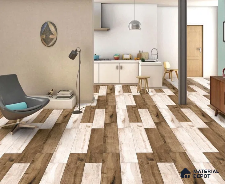 Wooden Floor Tile TL 04817 Plank Scape Regal Moss 1200 x 200 mm Vitrified Matte Finish - 9 mm | Random Design | Suitable for Living Room, Bedroom, Kitchen, Bathroom (Sample)