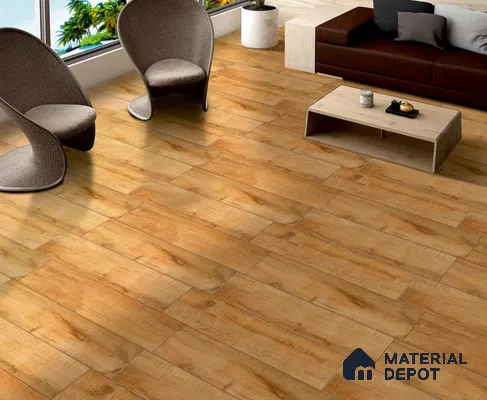 Wooden Floor Tile TL 04819 Plank Scape Imperial Sandalwood 1200 x 200 mm Vitrified Matte Finish - 9 mm | Random Design | Suitable for Living Room, Bedroom, Kitchen, Bathroom (Sample)