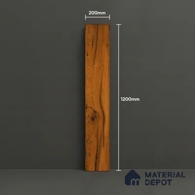 Wooden Floor Plank Tile TL 05369 Bosco Pamela Leaflets 4 ft x 8 inch Vitrified Carving Matte Finish - 9 mm | Suitable for Balcony, Courtyard, Patio