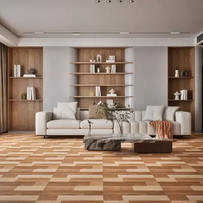 Wooden Tile TL 04677 Maple Miele Brown 2 ft x 2 ft Porcelain Matte Finish 8 mm | Suitable for Living Room, Bedroom, Bathroom, Kitchen & Balcony