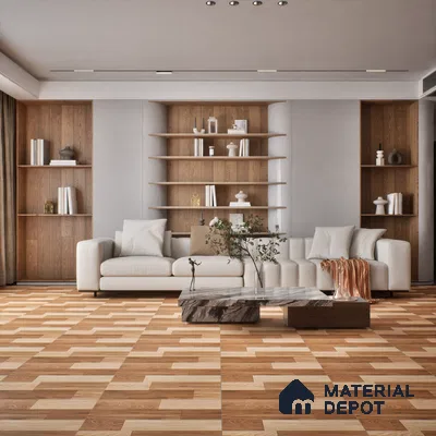 Wooden Tile TL 04677 Maple Miele Brown 2 ft x 2 ft Porcelain Matte Finish 8 mm | Suitable for Living Room, Bedroom, Bathroom, Kitchen & Balcony