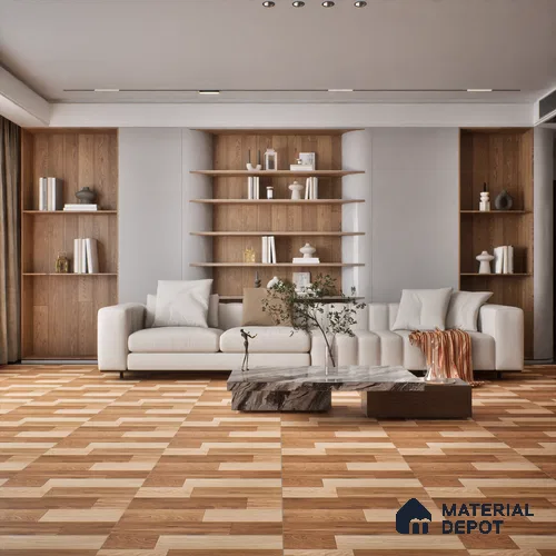Wooden Tile TL 04677 Maple Miele Brown 2 ft x 2 ft Porcelain Matte Finish 8 mm | Suitable for Living Room, Bedroom, Bathroom, Kitchen & Balcony