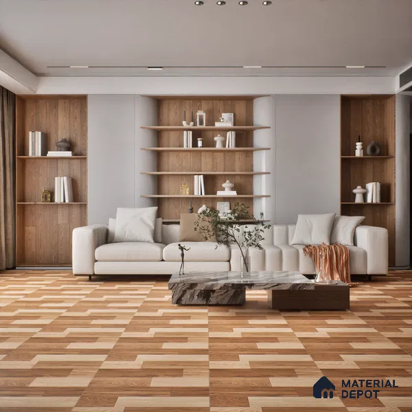 Wooden Tile TL 04677 Maple Miele Brown 2 ft x 2 ft Porcelain Matte Finish 8 mm | Suitable for Living Room, Bedroom, Bathroom, Kitchen & Balcony