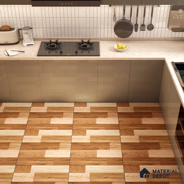 Wooden Tile TL 04677 Maple Miele Brown 2 ft x 2 ft Porcelain Matte Finish 8 mm | Suitable for Living Room, Bedroom, Bathroom, Kitchen & Balcony