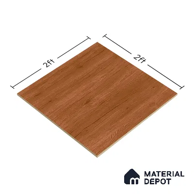 Wooden Tile TL 04681 Maple Natural Copper Brown 2 ft x 2 ft Porcelain Matte Finish 8 mm | Suitable for Living Room, Bedroom, Bathroom, Kitchen & Balcony