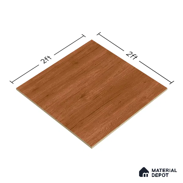 Wooden Tile TL 04681 Maple Natural Copper Brown 2 ft x 2 ft Porcelain Matte Finish 8 mm | Suitable for Living Room, Bedroom, Bathroom, Kitchen & Balcony