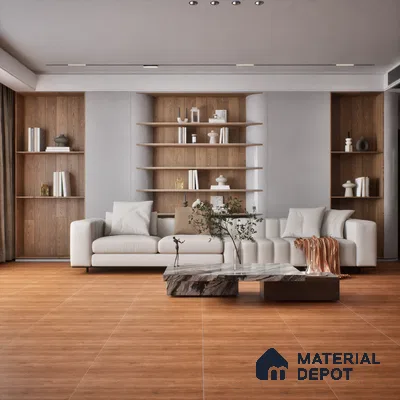 Wooden Tile TL 04681 Maple Natural Copper Brown 2 ft x 2 ft Porcelain Matte Finish 8 mm | Suitable for Living Room, Bedroom, Bathroom, Kitchen & Balcony