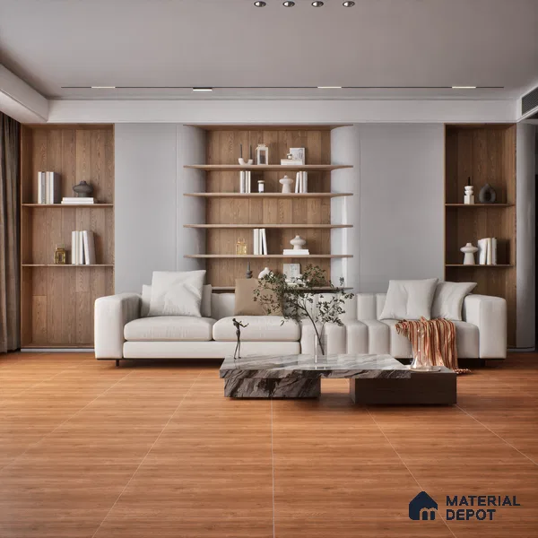 Wooden Tile TL 04681 Maple Natural Copper Brown 2 ft x 2 ft Porcelain Matte Finish 8 mm | Suitable for Living Room, Bedroom, Bathroom, Kitchen & Balcony