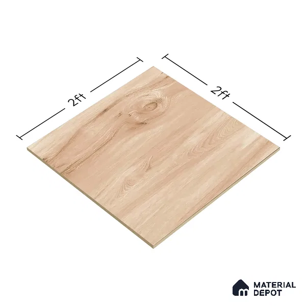 Wooden Tile TL 04682 Maple Nocciola Brown 2 ft x 2 ft Porcelain Matte Finish 8 mm | Suitable for Living Room, Bedroom, Bathroom, Kitchen & Balcony