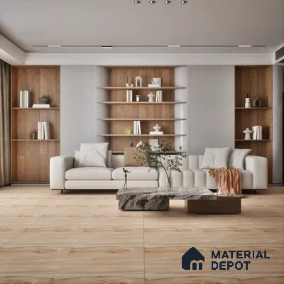 Wooden Tile TL 04682 Maple Nocciola Brown 2 ft x 2 ft Porcelain Matte Finish 8 mm | Suitable for Living Room, Bedroom, Bathroom, Kitchen & Balcony