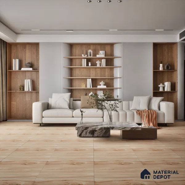 Wooden Tile TL 04682 Maple Nocciola Brown 2 ft x 2 ft Porcelain Matte Finish 8 mm | Suitable for Living Room, Bedroom, Bathroom, Kitchen & Balcony