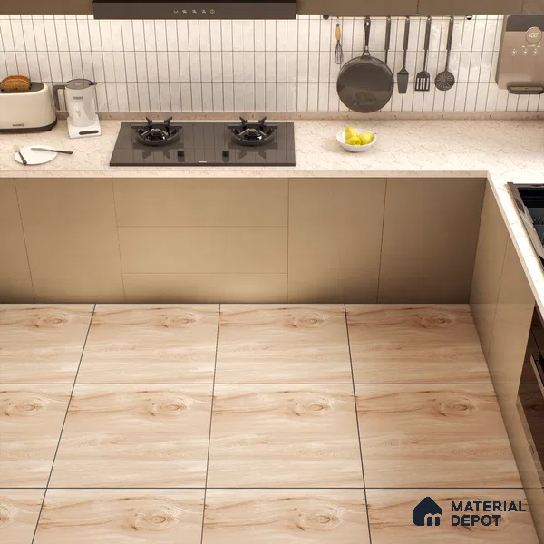 Wooden Tile TL 04682 Maple Nocciola Brown 2 ft x 2 ft Porcelain Matte Finish 8 mm | Suitable for Living Room, Bedroom, Bathroom, Kitchen & Balcony