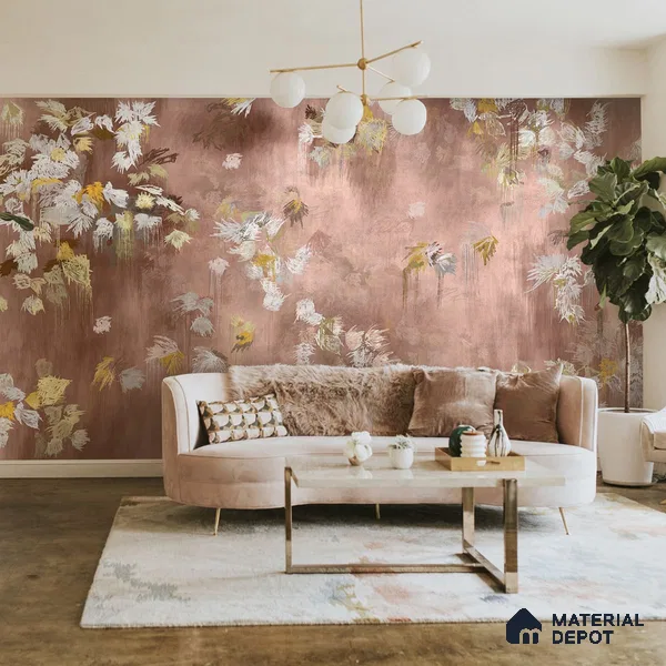 Worth It, Abstract Pattern Wallpaper Design for Walls, Pink Sukoon Series Canvas Abstract Design (Customised Size Wallpaper)