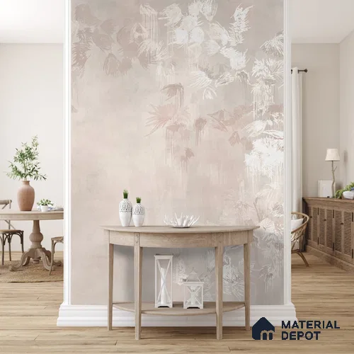 Worth it: Abstract Wallpaper Design for Walls, Feather Pink Sukoon Series Handmade Abstract Design (Customised Size Wallpaper)