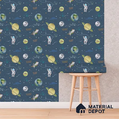 Planets of Wonder: Stellar Space Wallpaper, Deep Blue 10 Meter x 19.68 inc Canvas Paper Type Wallpaper -54 Sq. Ft. | Minimum 15% wastage during installation