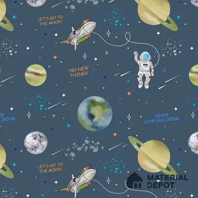 Planets of Wonder: Stellar Space Wallpaper, Deep Blue 10 Meter x 19.68 inc Canvas Paper Type Wallpaper -54 Sq. Ft. | Minimum 15% wastage during installation