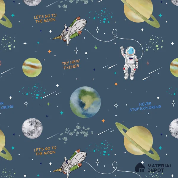 Planets of Wonder: Stellar Space Wallpaper, Deep Blue 10 Meter x 19.68 inc Canvas Paper Type Wallpaper -54 Sq. Ft. | Minimum 15% wastage during installation