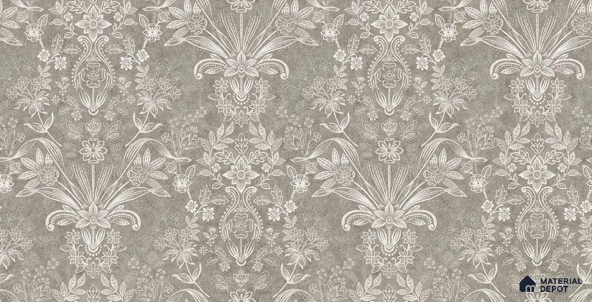 10287-3 | Taupe Fleur Damask PVC Floral Wallpaper - 17 ft x 3.5 ft (42 Inches), 59 Sq. Ft. (Min. 15% Wastage)
