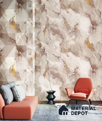 10258-3 | 5.18 Meter x 42 Inch PVC Marble Look Wallpaper - 59.5 Sq. Ft. | Minimum 10% wastage during installation