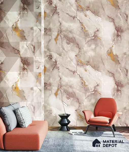 10258-3 | 5.18 Meter x 42 Inch PVC Marble Look Wallpaper - 59.5 Sq. Ft. | Minimum 10% wastage during installation
