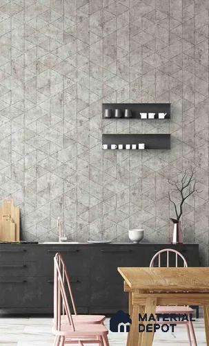 10239-2 | Light Grey Triangle Facet PVC Geometric Wallpaper - 5.18 Meter x 42 Inch, 59.5 Sq. Ft. (Min. 15% Wastage)
