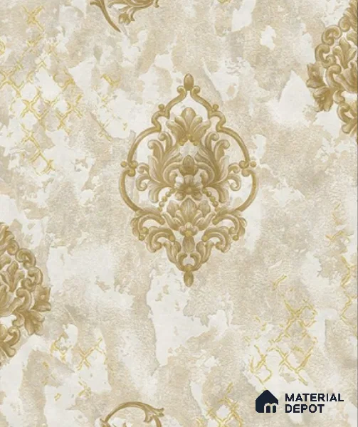 WP6512 | 9.5 Meter x 21 Inch Vinyl Base Paper Damask Look Wallpaper - 54.54 Sq. Ft. | Minimum 15% wastage during installation