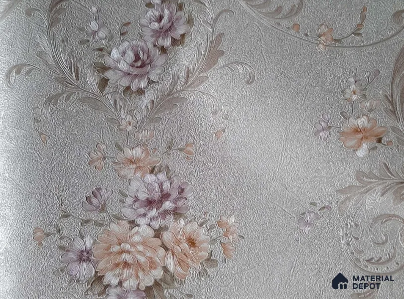 10172-5 | Dusty Pink Floral Bouquet Damask Non Woven Patterned Wallpaper - 10 Meter x 21 Inch, 57 Sq. Ft. (Min. 15% Wastage)