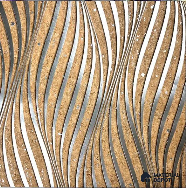 930065 | Copper Lines Wavy Ribbon PVC Patterned Wallpaper - 10 Meter x 21 Inch, 57 Sq. Ft.