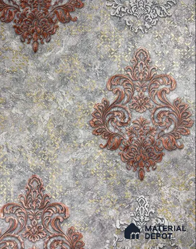 931208 | 10 Meter x 21 Inch PVC Damask Look Wallpaper - 57 Sq. Ft.