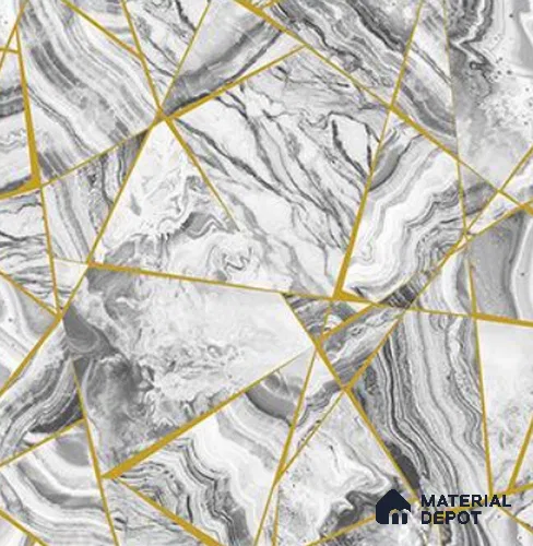 RG7009 | White Marble Triangle Facet Look Wallpaper 10 Meter x 20.86 Inches PVC - 56.94 Sq. Ft | Minimum 15% wastage during installation