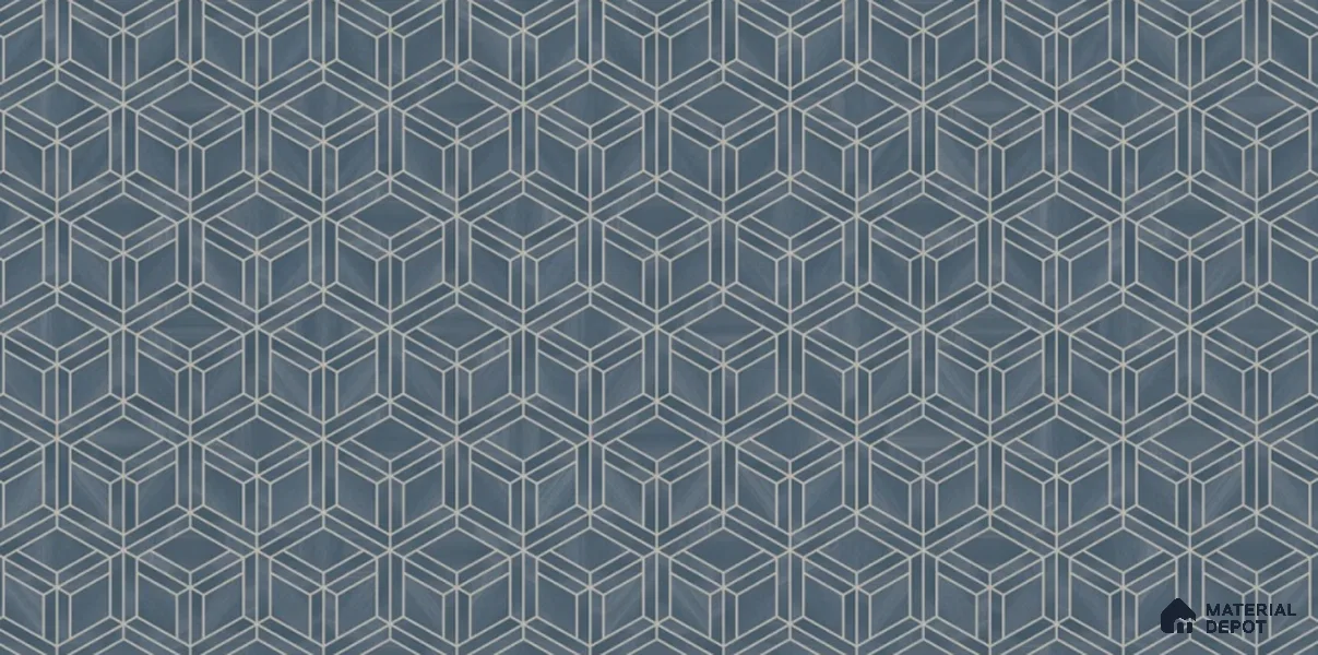 81225-4 | Blue Cube PVC Patterned Wallpaper - 5 Meter x 42 Inch, 57 Sq. Ft. (Min. 15% Wastage)