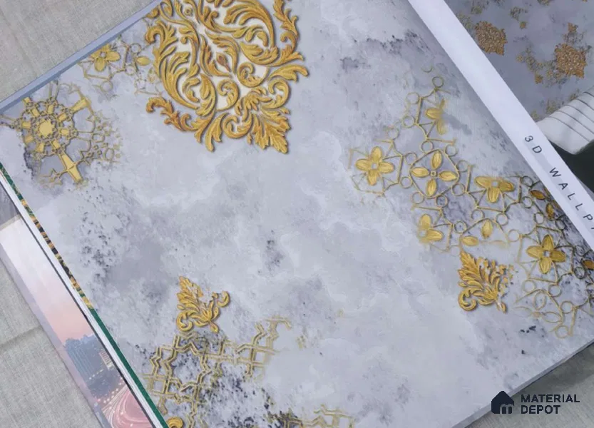 HM109 | 10 Meter x 21 Inches Damask Look Wallpaper - 57.41 Sq. Ft. | Minimum 15% wastage during installation