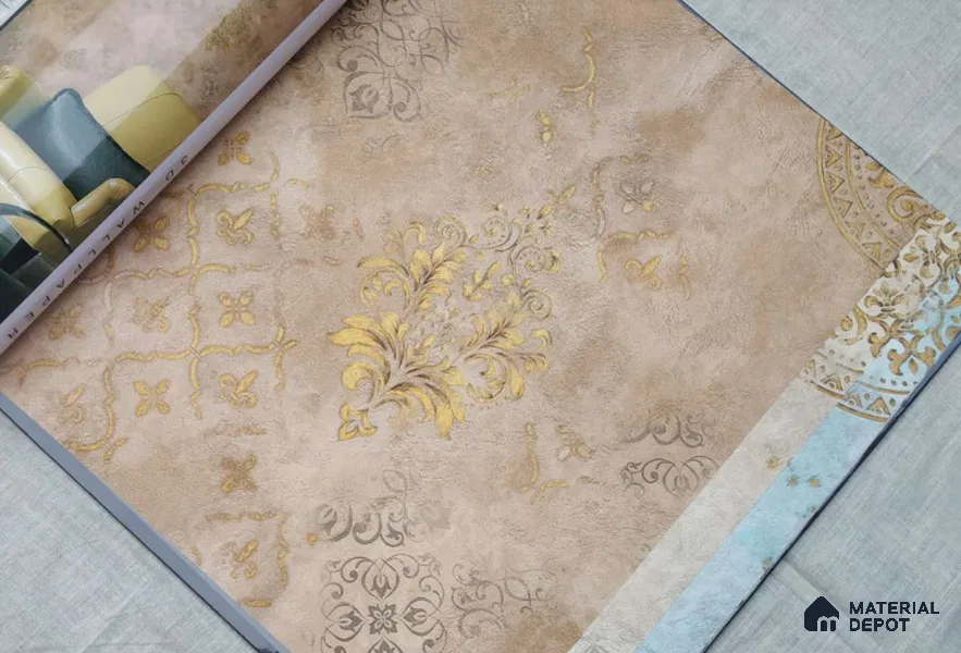 HM150 | 10 Meter x 21 Inches Damask Look Wallpaper - 57.41 Sq. Ft. | Minimum 15% wastage during installation