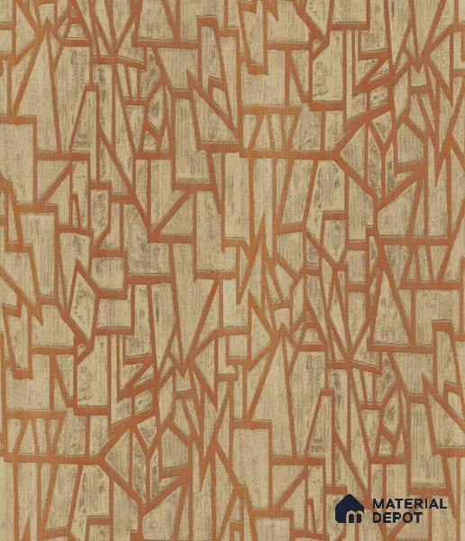 AMBL23450 | Orange Fractured Lines Geometric Wallpaper - 10 Meter x 21 Inches, 57.05 Sq. Ft. (Min. 15% Wastage)