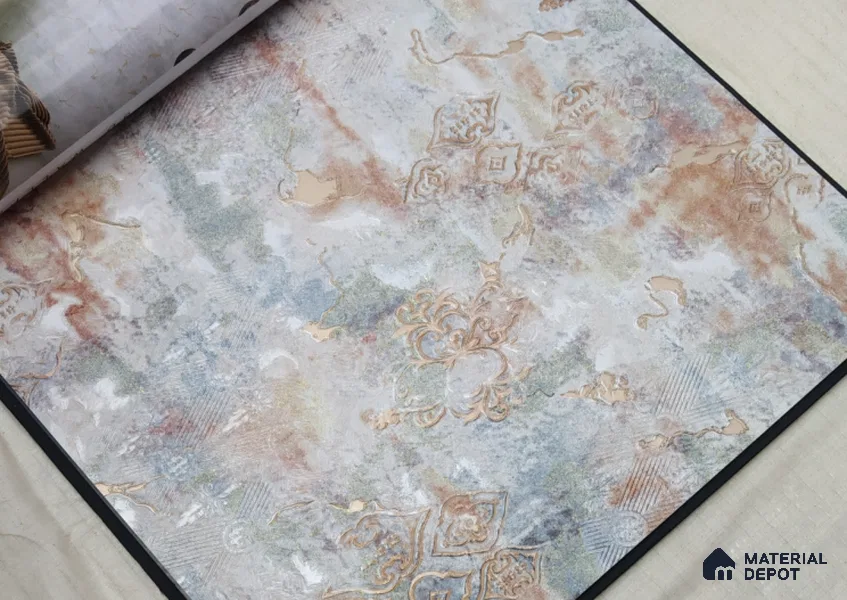 888048 | Multicolor Pastel Distressed Marble Patterned Wallpaper - 10 Meter x 21 Inches, 57.05 Sq. Ft. (Min. 15% Wastage)