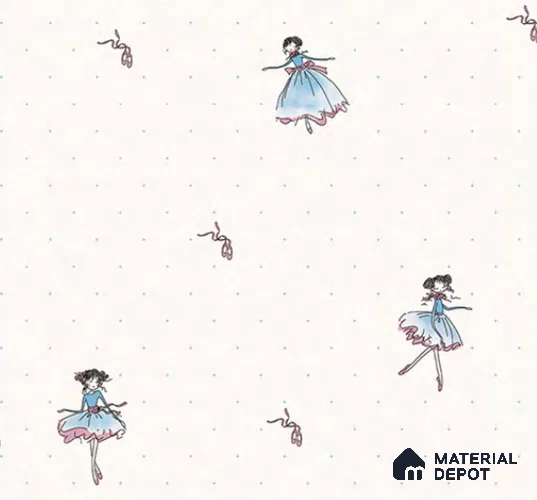 D14-1 | Ivory Cream Ballerina Dancer Patterned Wallpaper - 10 Meter x 21 Inches, 57.05 Sq. Ft. (Min. 15% Wastage)