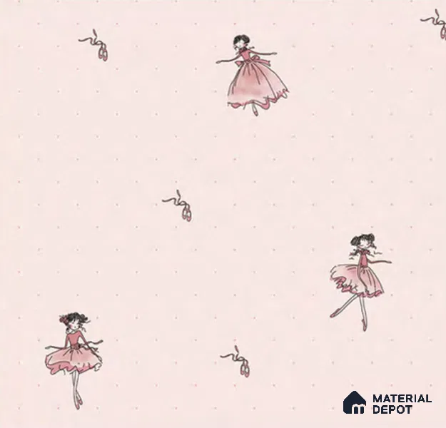 D14-2 | Blush Pink Ballerina Dancer Patterned Wallpaper - 10 Meter x 21 Inches, 57.05 Sq. Ft. (Min. 15% Wastage)
