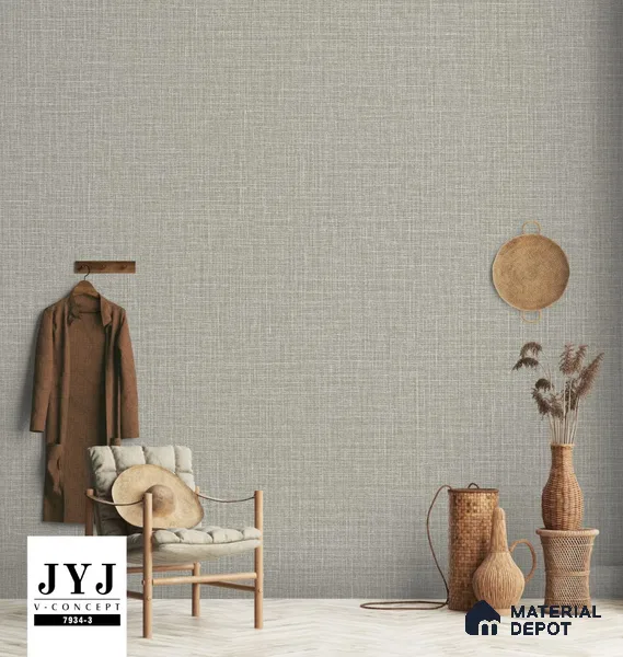 7934-3 | Grey Linen Weave Textured Wallpaper - 5 Meter x 42 Inches, 57.41 Sq. Ft. (Min. 15% Wastage)
