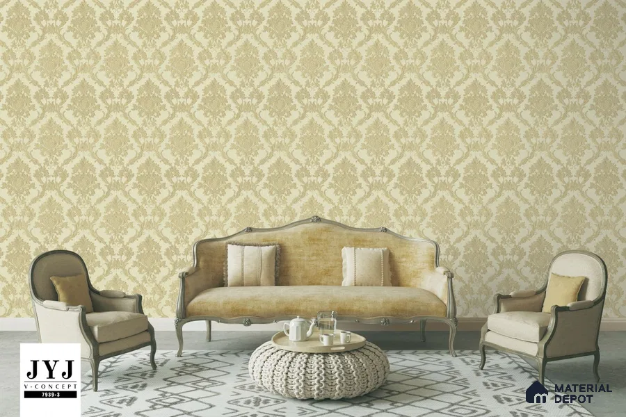 7939-3 | 5 Meter x 42 Inches Damask Look Wallpaper - 57.41 Sq. Ft. | Minimum 15% wastage during installation