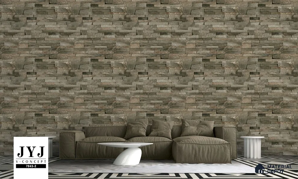 7943-2 | 5 Meter x 42 Inches Brick Look Wallpaper - 57.41 Sq. Ft. | Minimum 15% wastage during installation