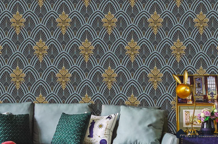 V-533 | 5 Meter x 42 Inch PVC Damask Look Wallpaper - 57 Sq. Ft.
