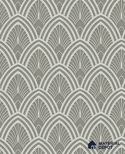 V-540 | Silver Grey Fan Scallop PVC Patterned Wallpaper - 5 Meter x 42 Inch, 57 Sq. Ft.