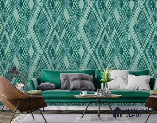 AMSM22529 | Teal Diamond Trellis Patterned Wallpaper - 10 Meter x 21 Inches, 57.41 Sq. Ft. (Min. 15% Wastage)