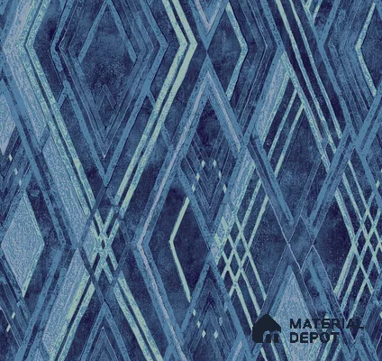 AMSM22532 | Indigo Blue Diamond Trellis Patterned Wallpaper - 10 Meter x 21 Inches, 57.41 Sq. Ft. (Min. 15% Wastage)